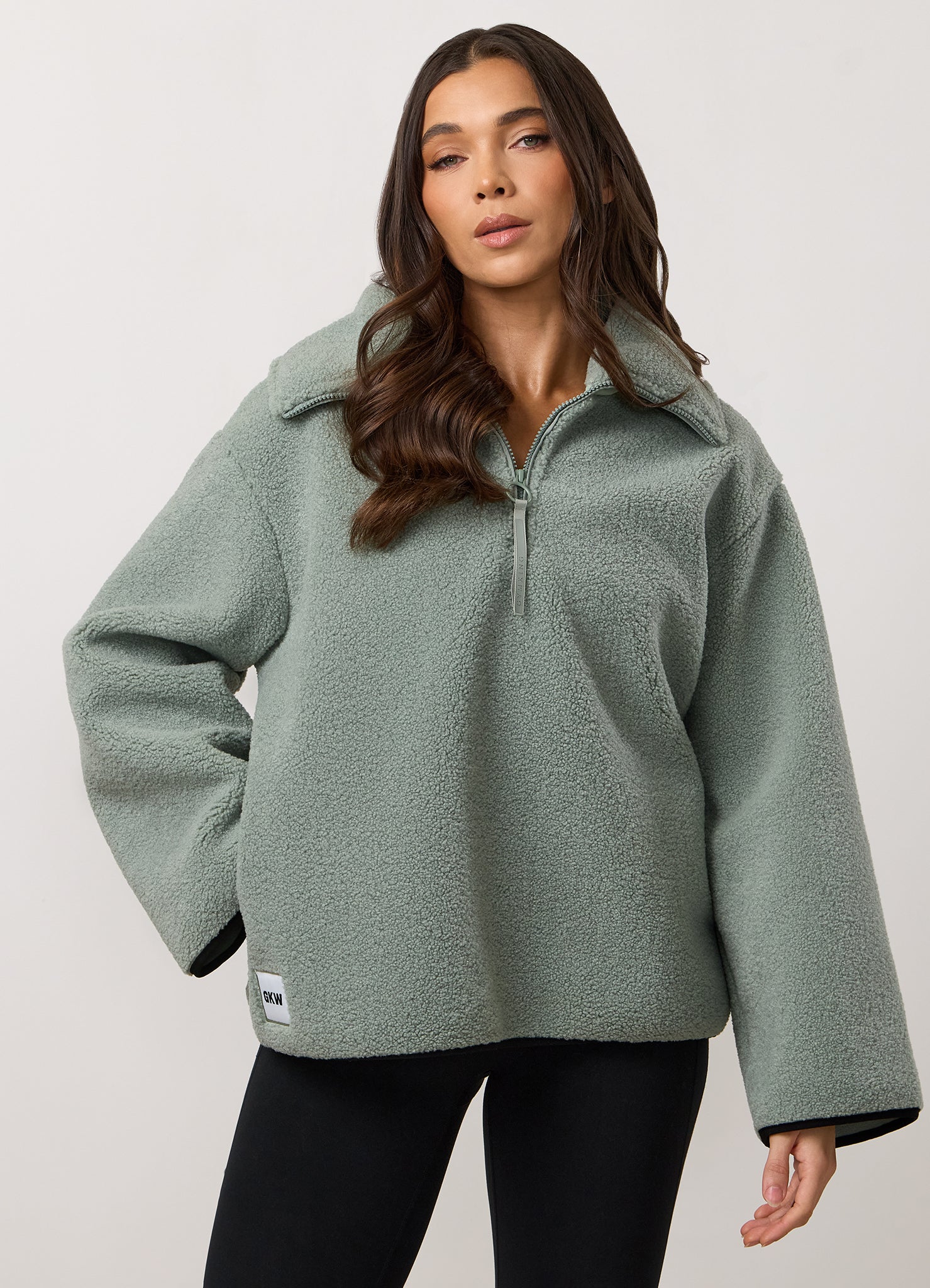 Gym King Replenish Borg Half Zip - Dusky Mint