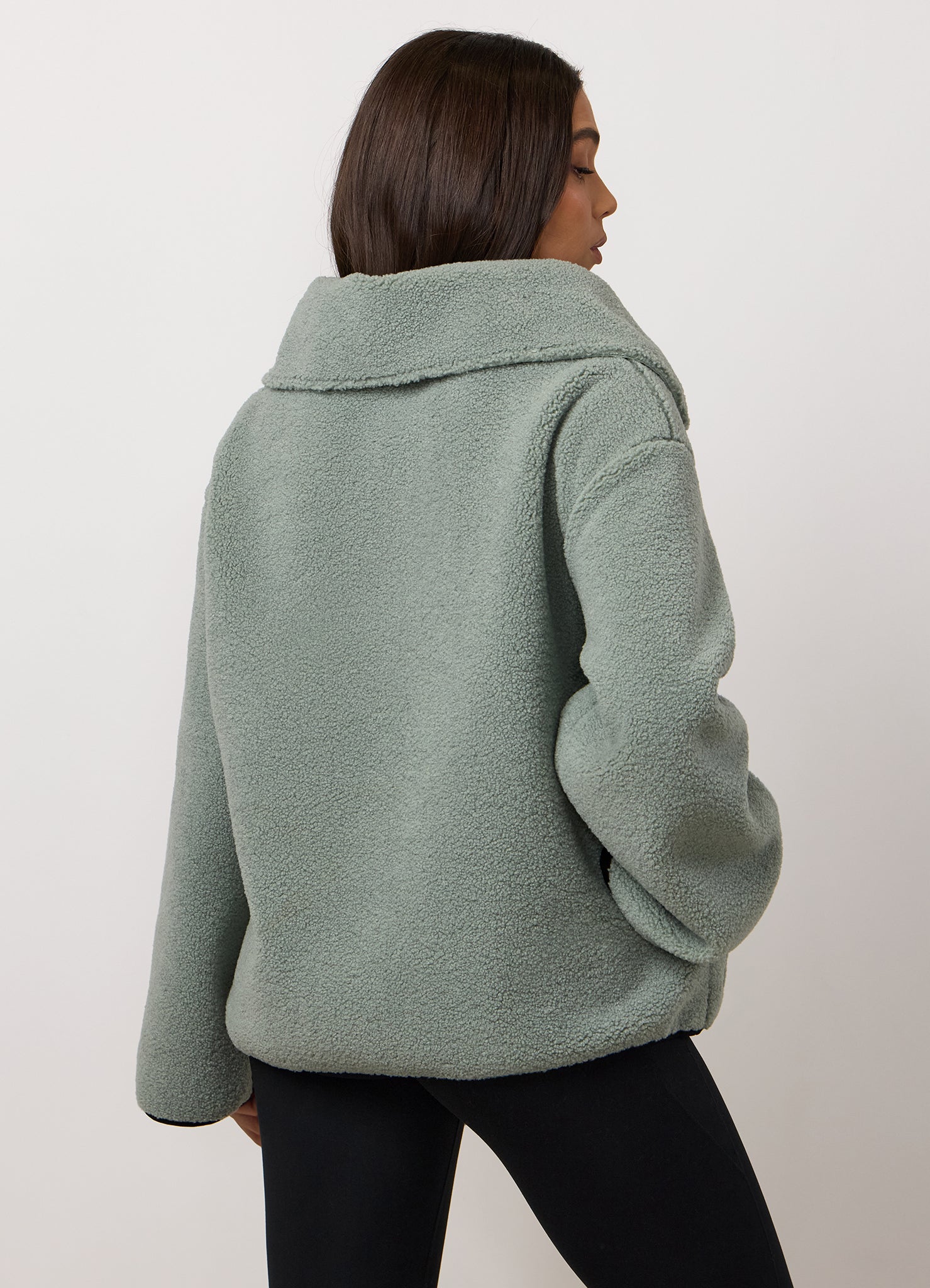 Gym King Replenish Borg Half Zip - Dusky Mint