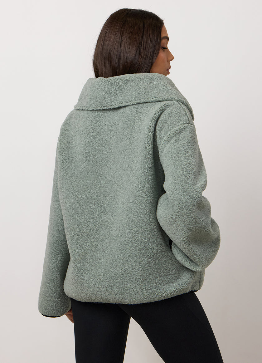 Gym King Replenish Borg Half Zip - Dusky Mint