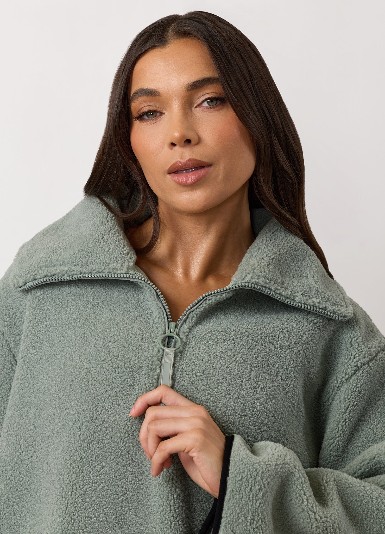 Gym King Replenish Borg Half Zip - Dusky Mint