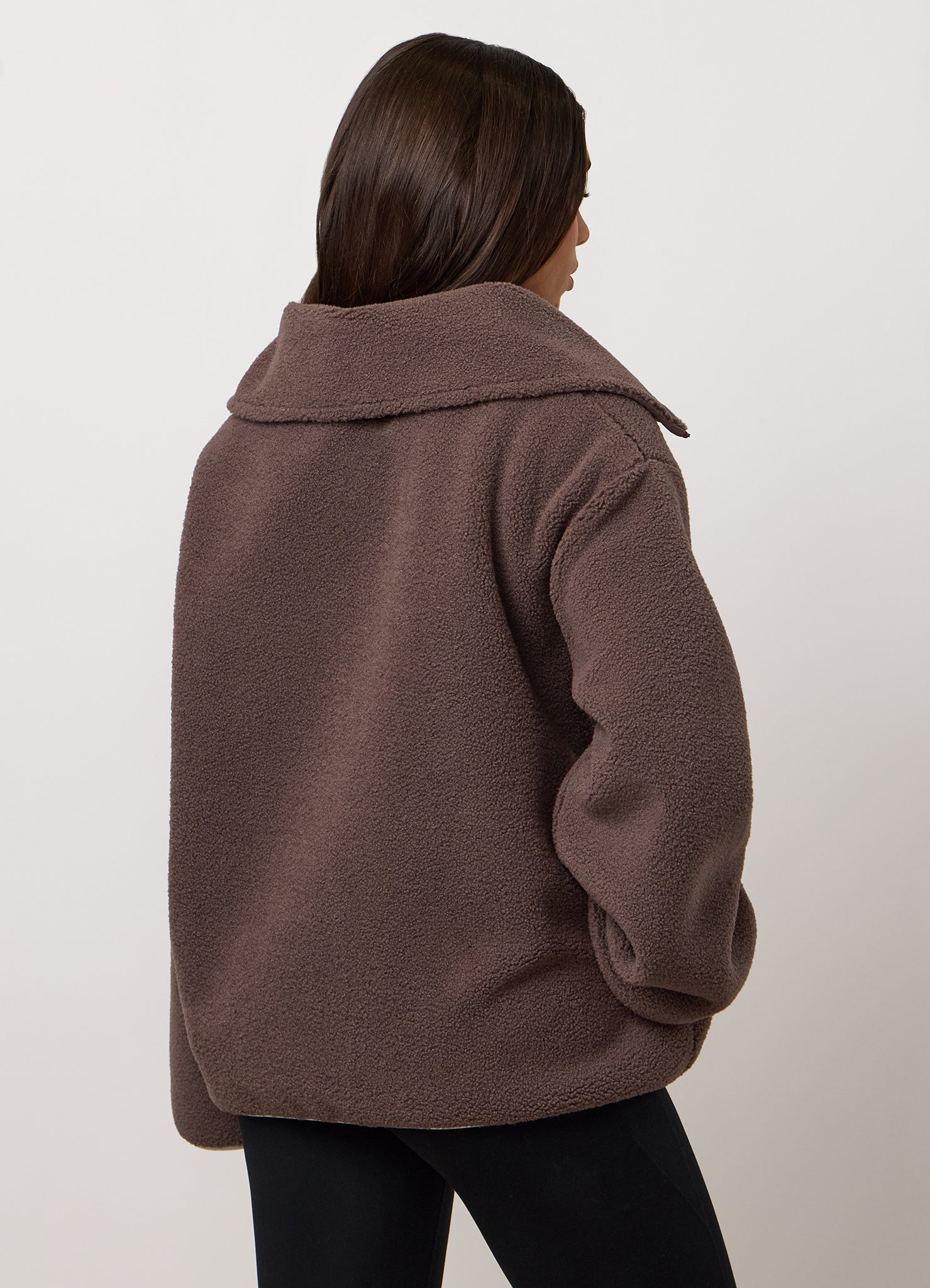 Gym King Replenish Borg Half Zip - Deep Mocha