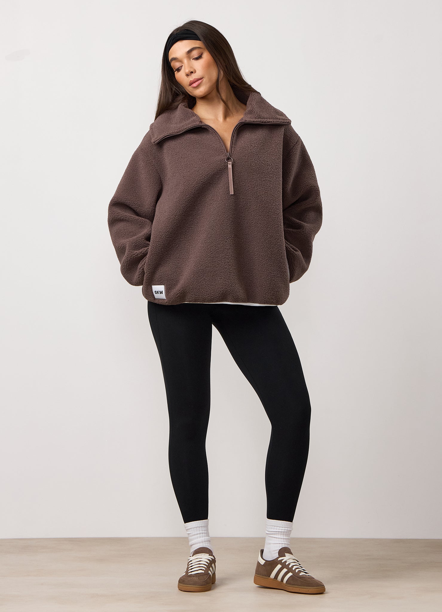 Gym King Replenish Borg Half Zip - Deep Mocha