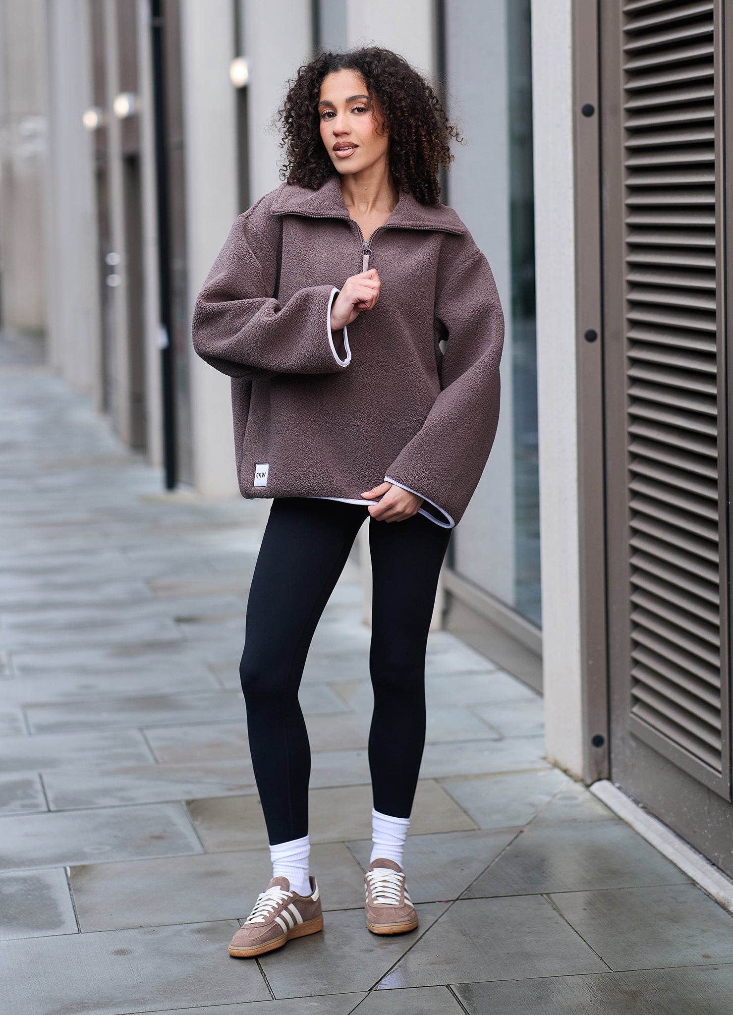 Gym King Replenish Borg Half Zip - Deep Mocha