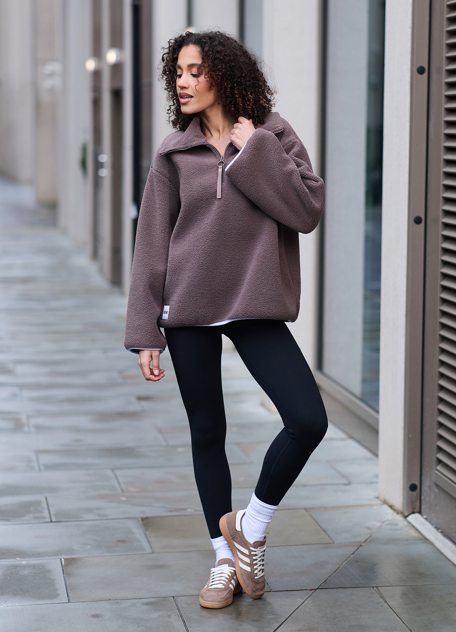 Gym King Replenish Borg Half Zip - Deep Mocha