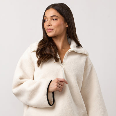 Gym King Replenish Borg Half Zip - Marshmallow