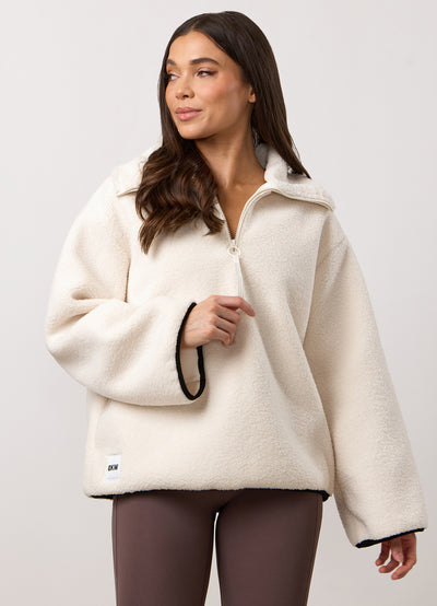 Gym King Replenish Borg Half Zip - Marshmallow