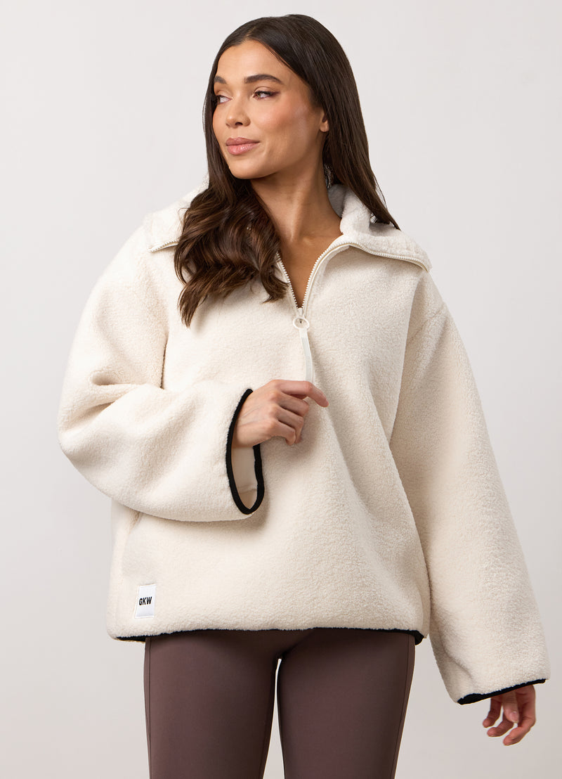 Gym King Replenish Borg Half Zip - Marshmallow