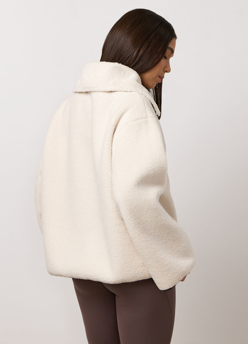 Gym King Replenish Borg Half Zip - Marshmallow