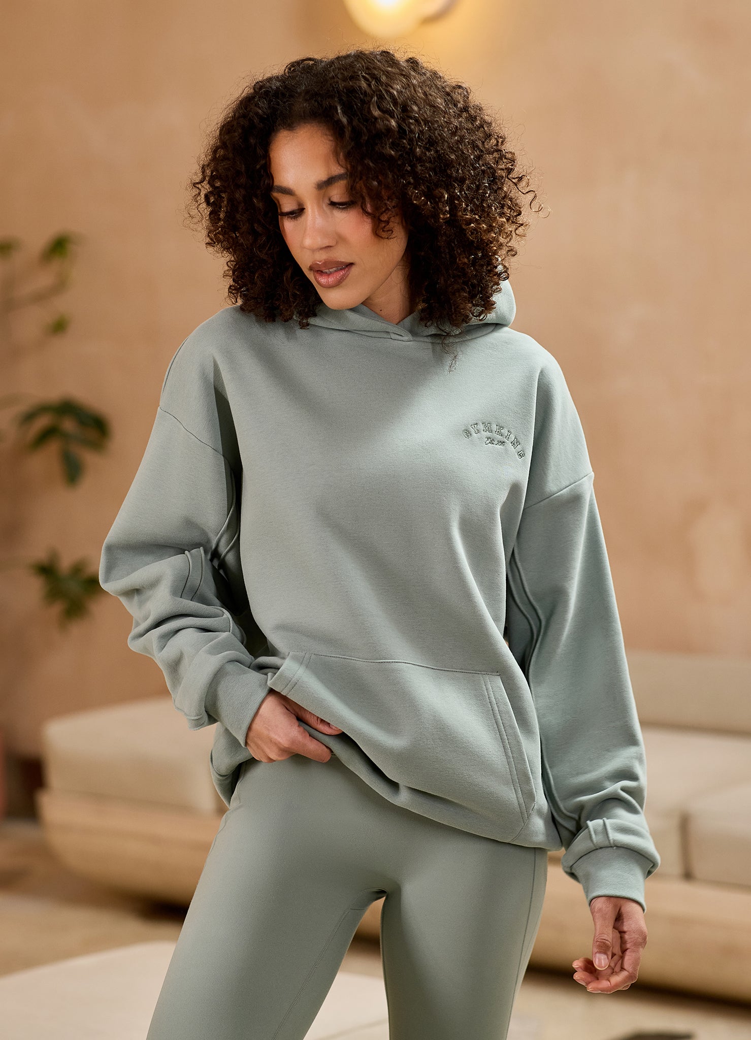 Gym King Replenish Peached Seam Hoodie - Brushed Sage