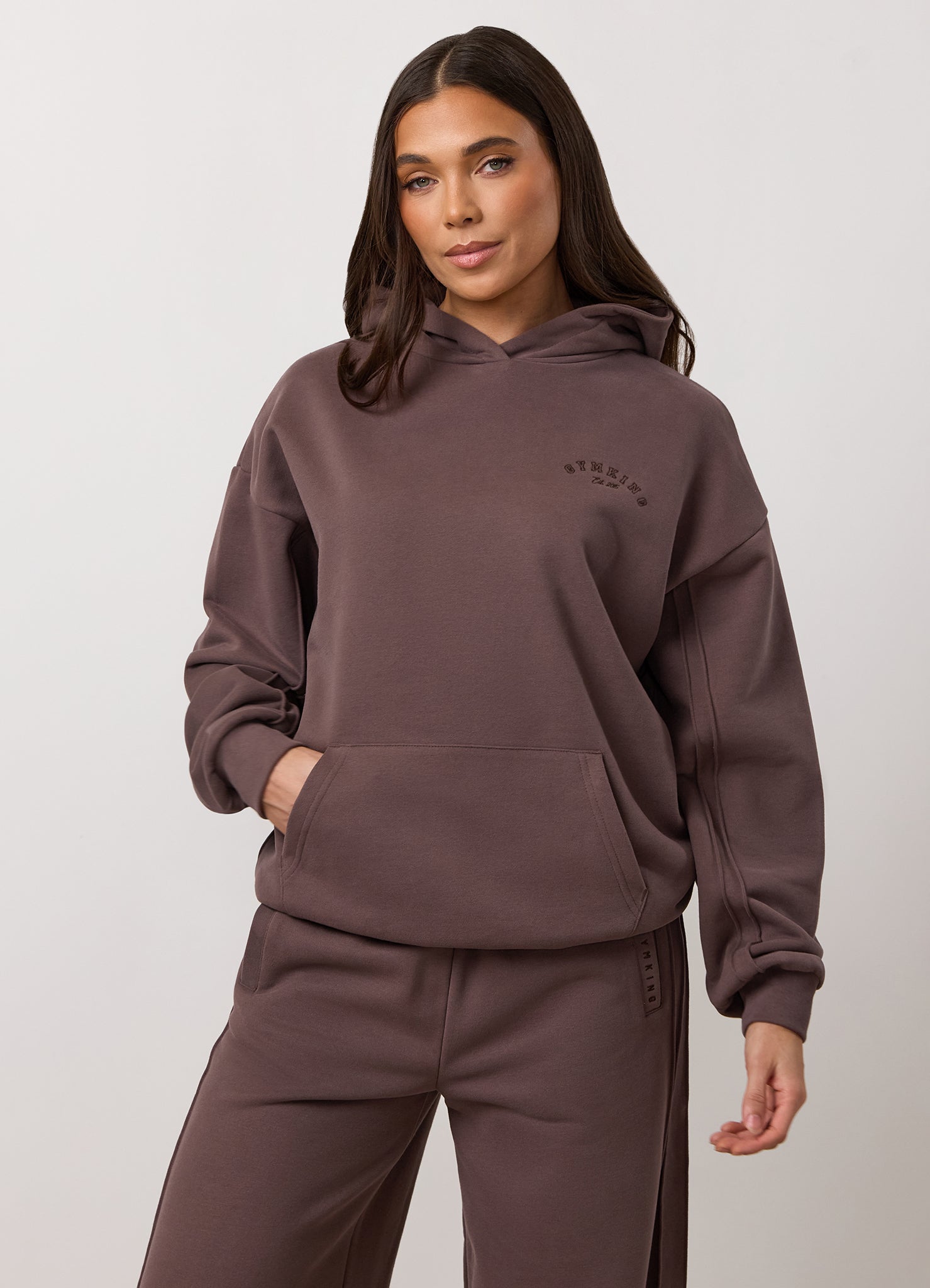 Gym King Replenish Peached Seam Hood - Deep Mocha