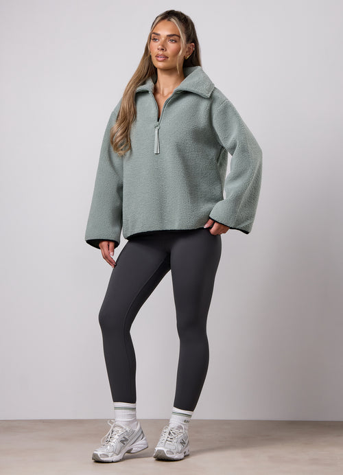 Gym King Replenish Borg Half Zip - Dusky Mint