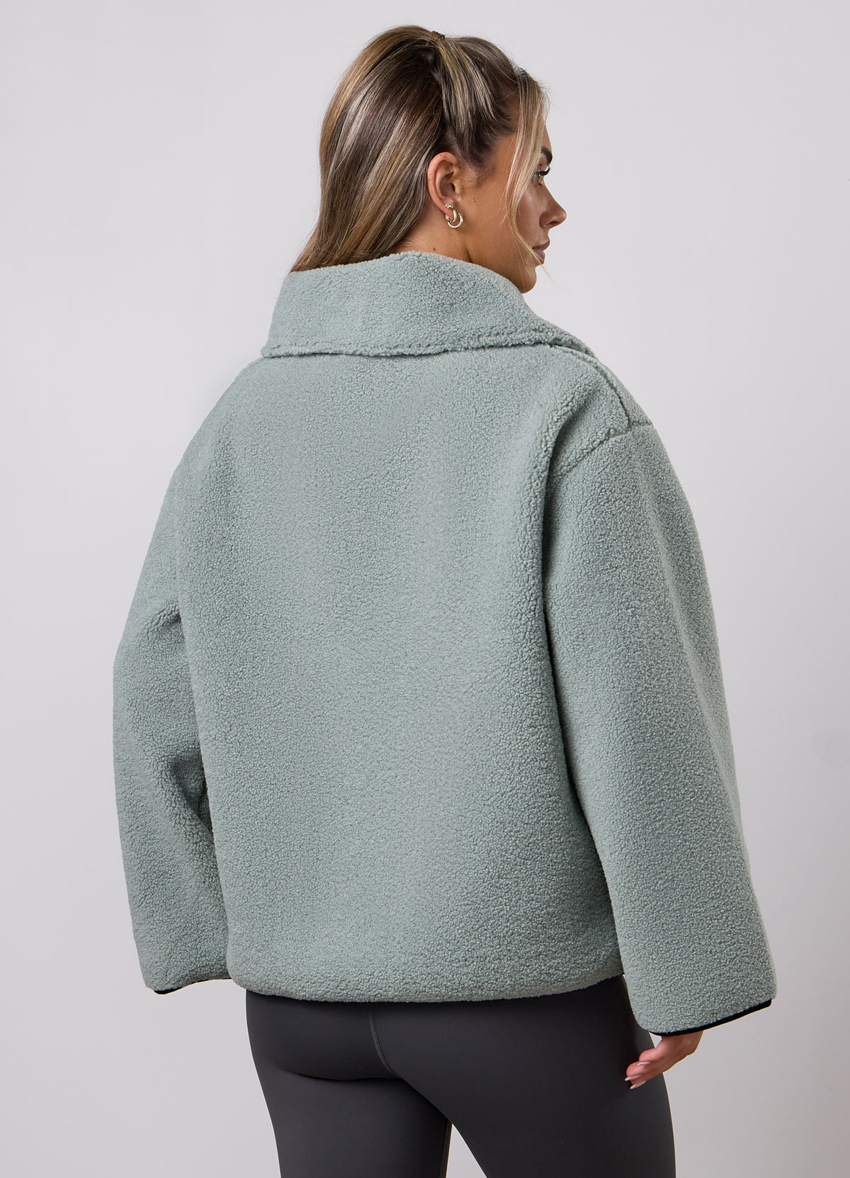 Gym King Replenish Borg Half Zip – Dusky Mint