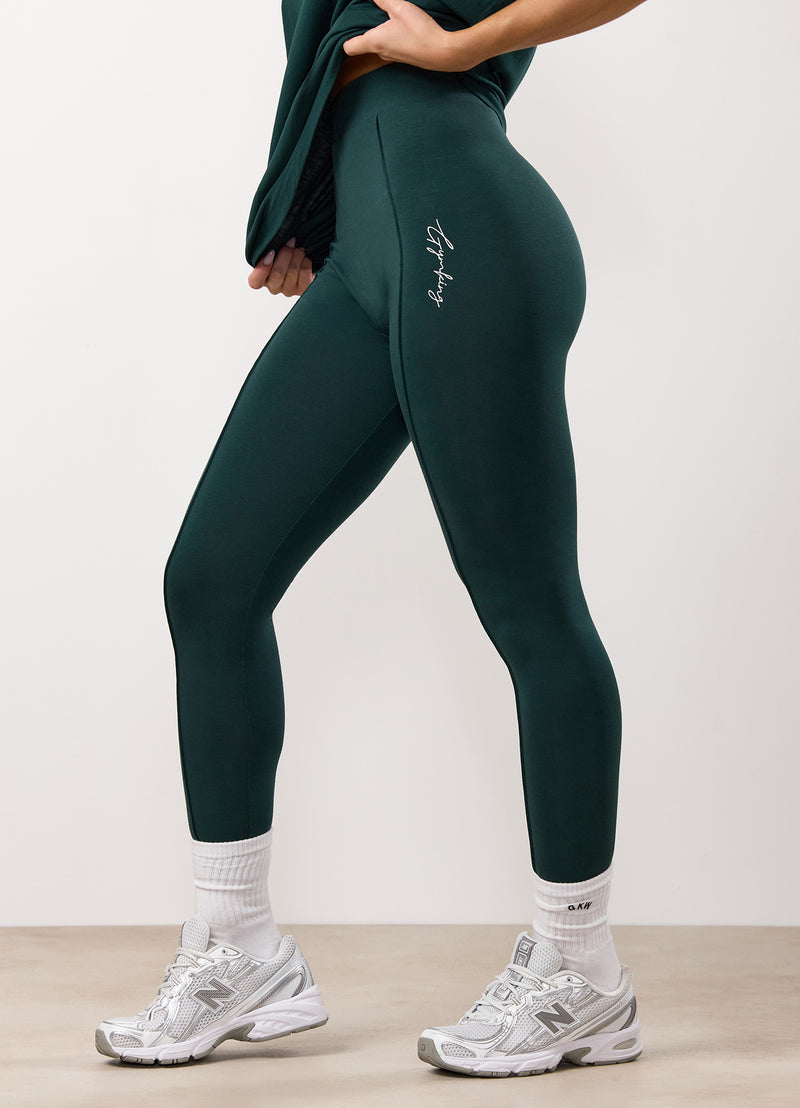 Gym King Reset Cotton Jersey Legging - Deep Forest Green