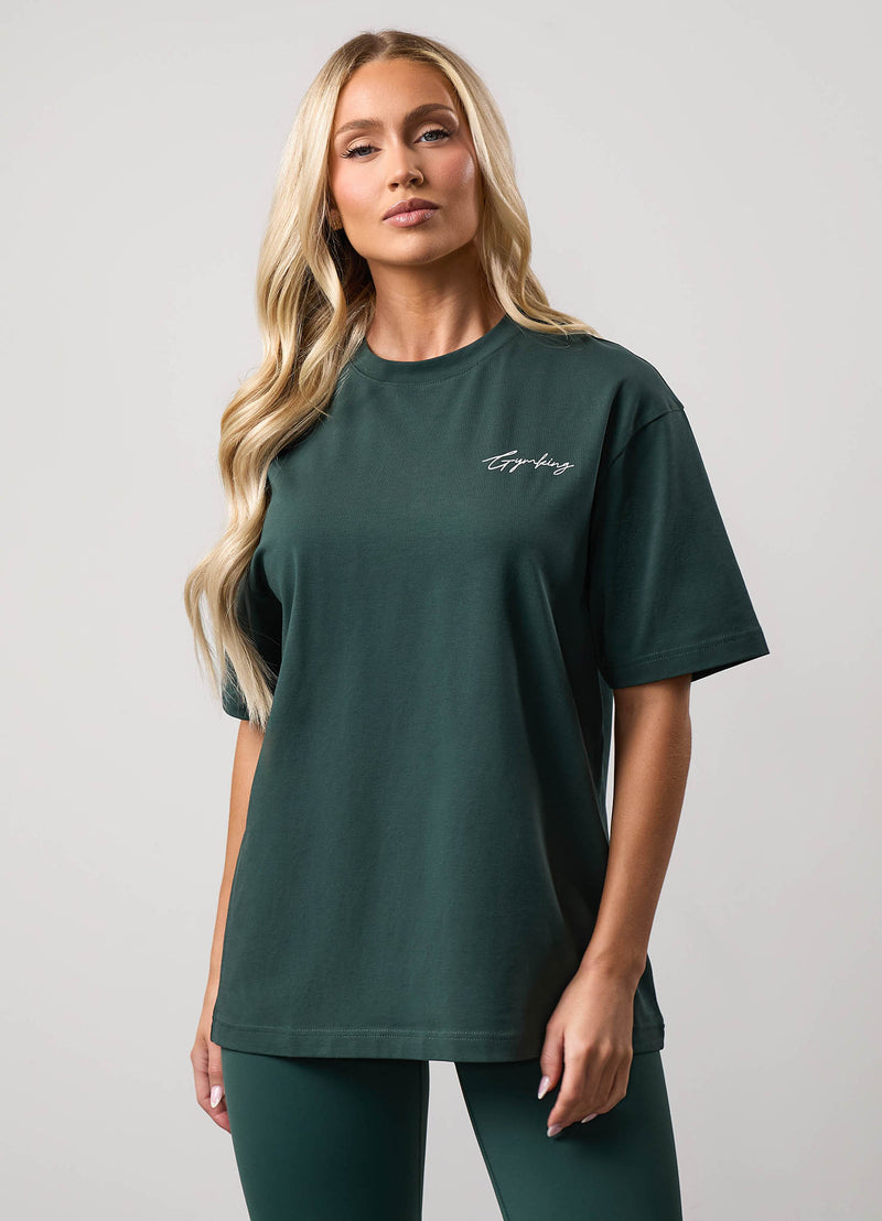 Gym King Reset Jersey Boyfriend Tee - Deep Forest Green