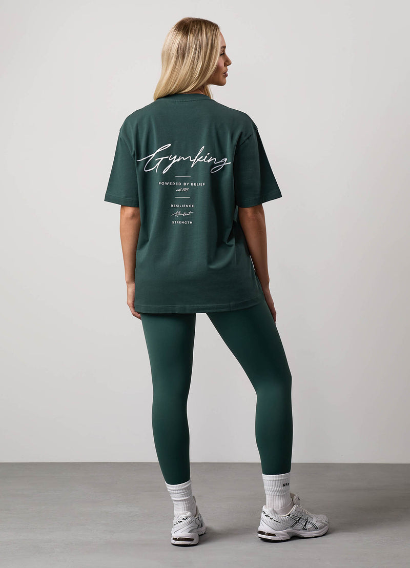 Gym King Reset Boyfriend Tee - Deep Forest Green