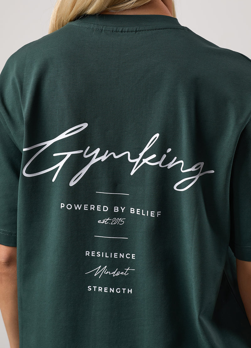 Gym King Reset Boyfriend Tee - Deep Forest Green