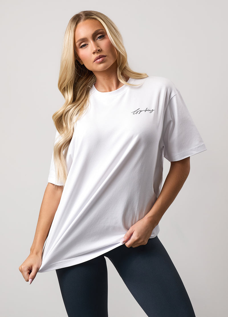 Gym King Reset Boyfriend Tee - White/Midnight Blue