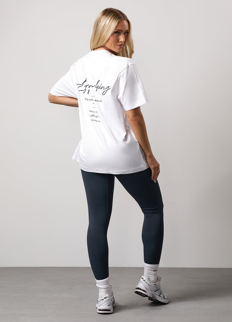 Gym King Reset Boyfriend Tee - White/Midnight Blue