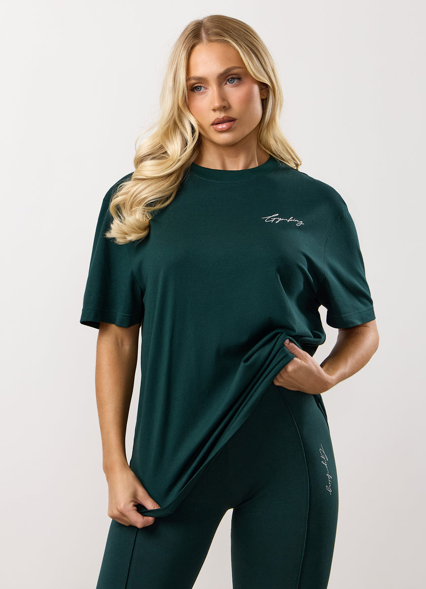 Gym King Reset Boyfriend Tee - Deep Forest Green