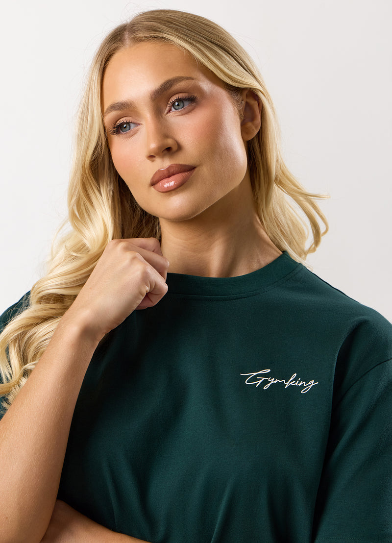 Gym King Reset Boyfriend Tee - Deep Forest Green
