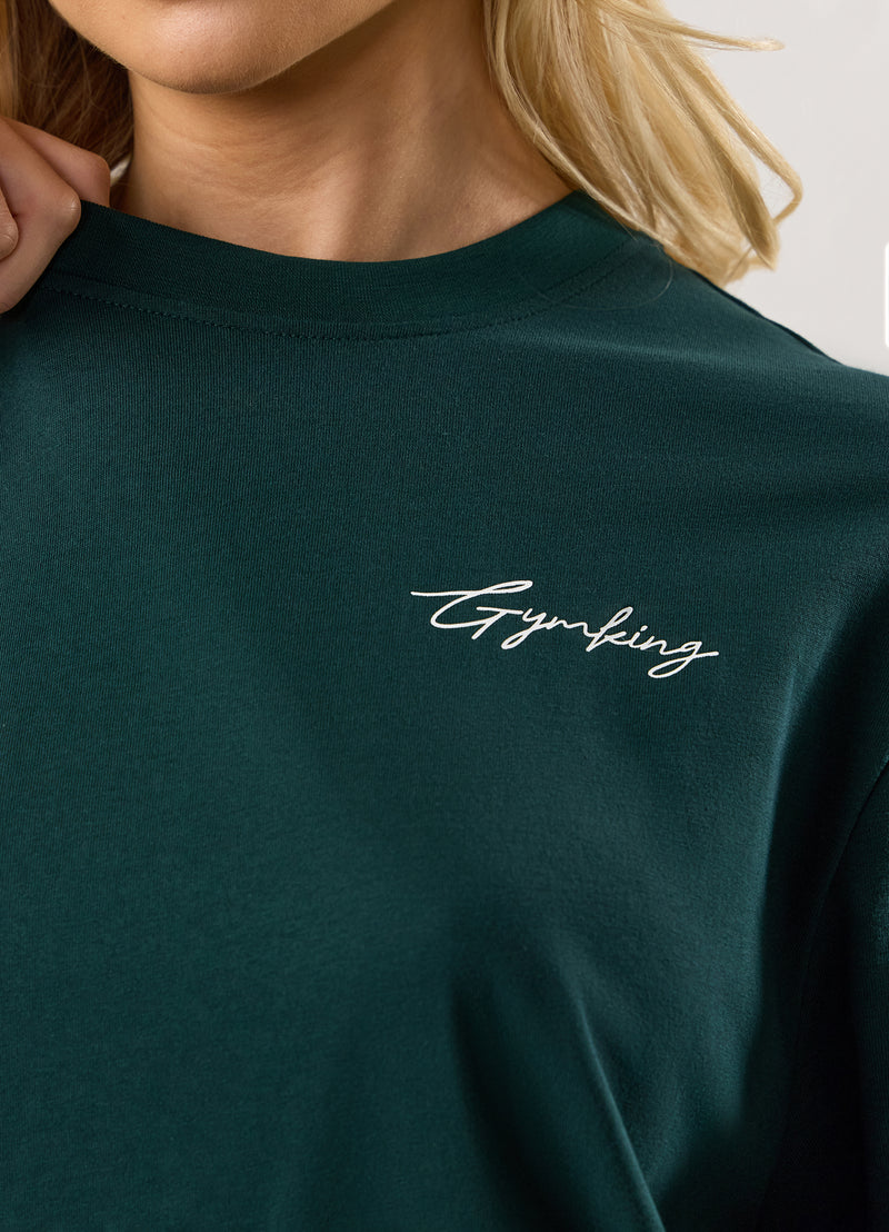 Gym King Reset Boyfriend Tee - Deep Forest Green