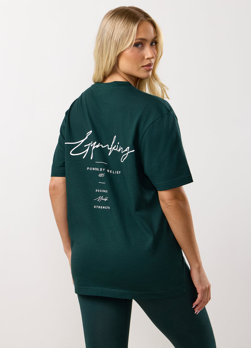 Gym King Reset Boyfriend Tee - Deep Forest Green