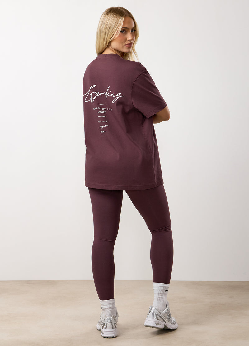 Gym King Reset Boyfriend Tee - Deep Plum
