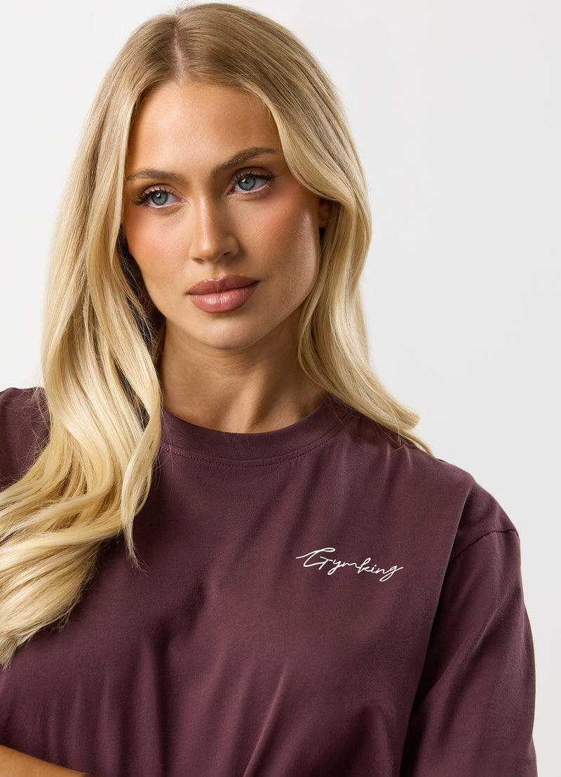 Gym King Reset Boyfriend Tee - Deep Plum