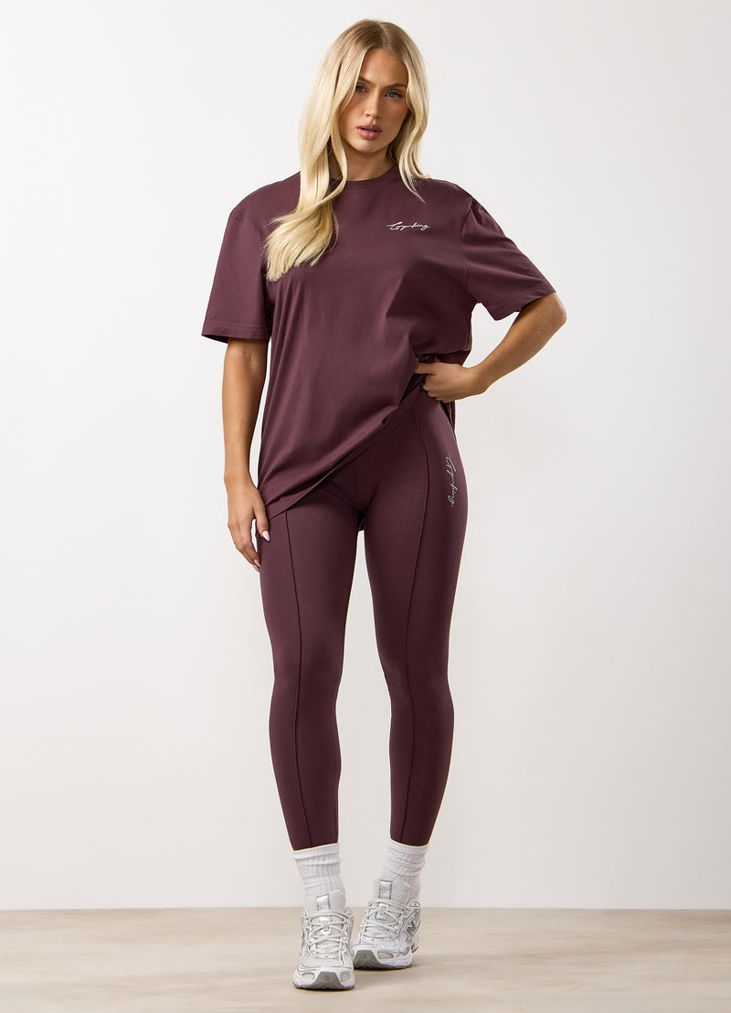 Gym King Reset Cotton Jersey Legging - Deep Plum
