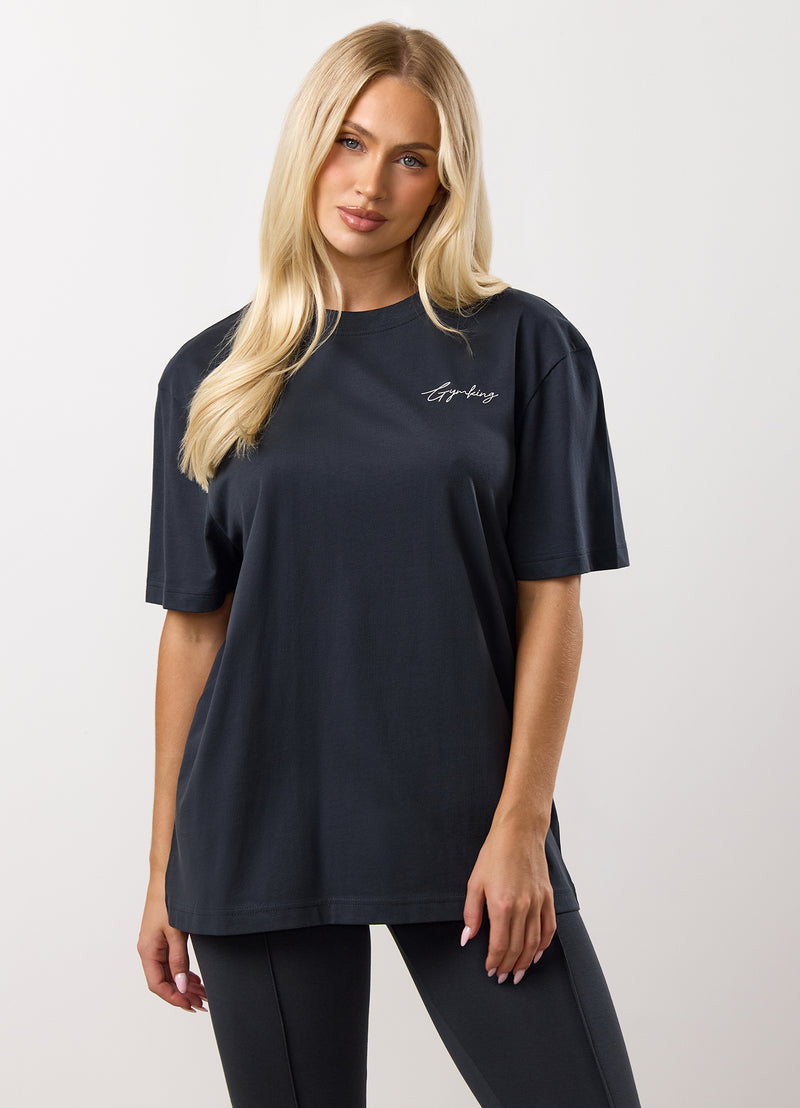Gym King Reset Boyfriend Tee - Midnight Blue