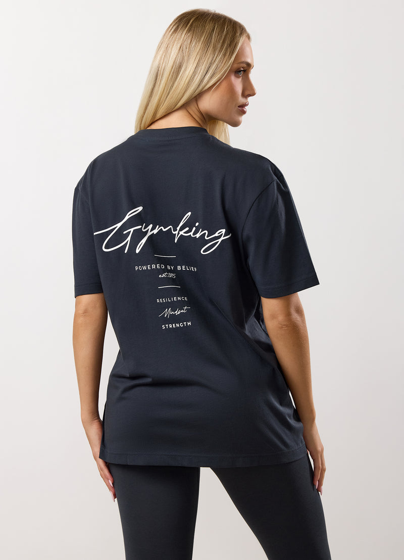 Gym King Reset Boyfriend Tee - Midnight Blue