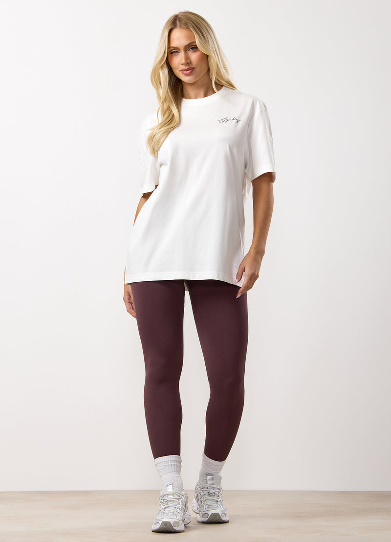 Gym King Reset Boyfriend Tee - Cream/Deep Plum