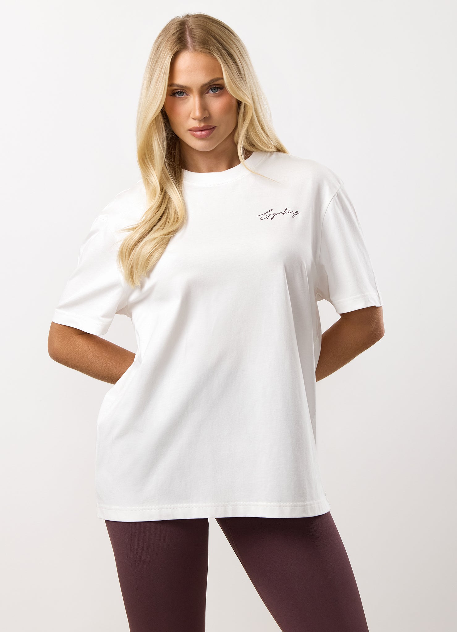 Gym King Reset Boyfriend Tee - Cream/Deep Plum