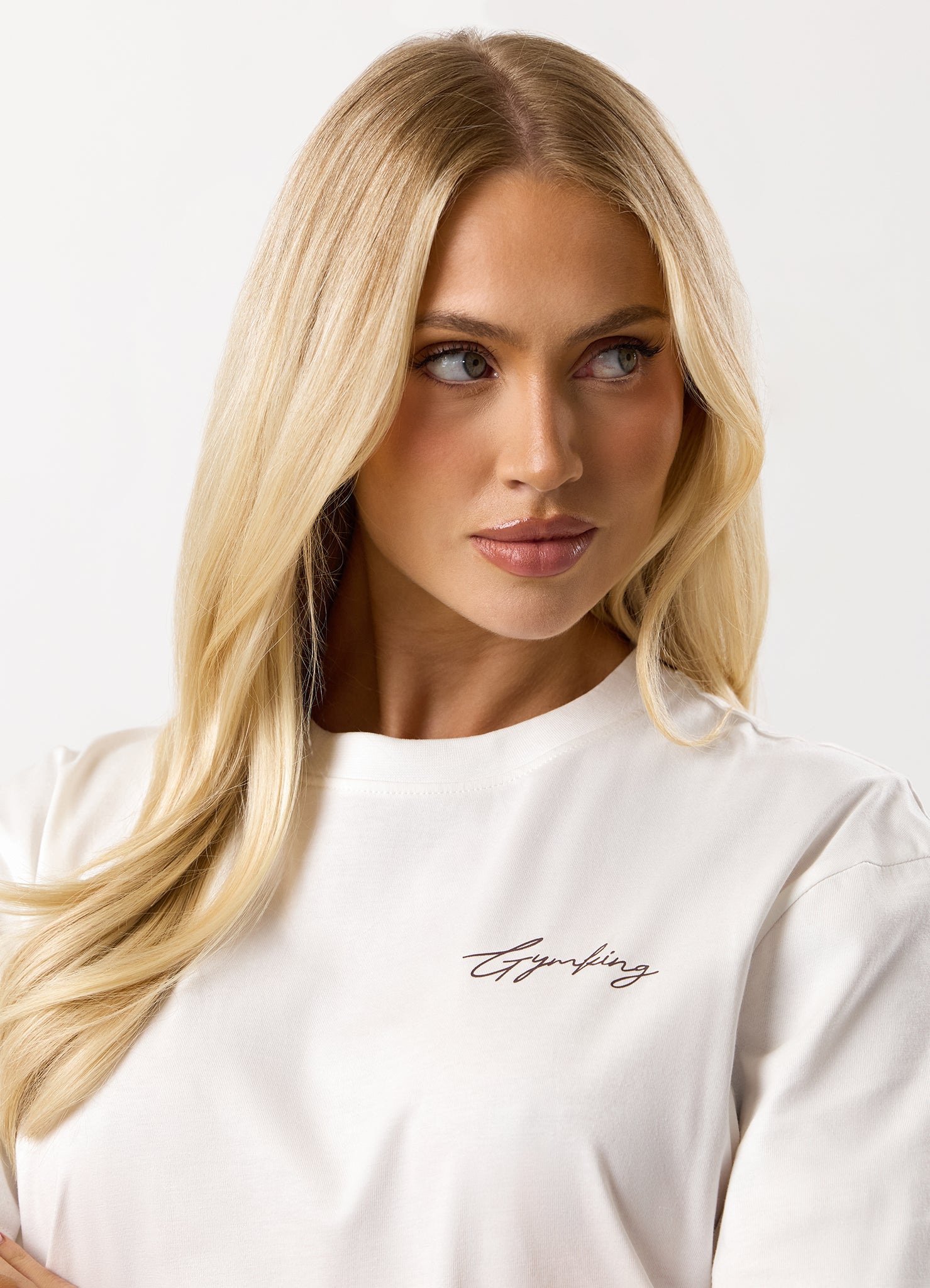 Gym King Reset Boyfriend Tee - Cream/Deep Plum