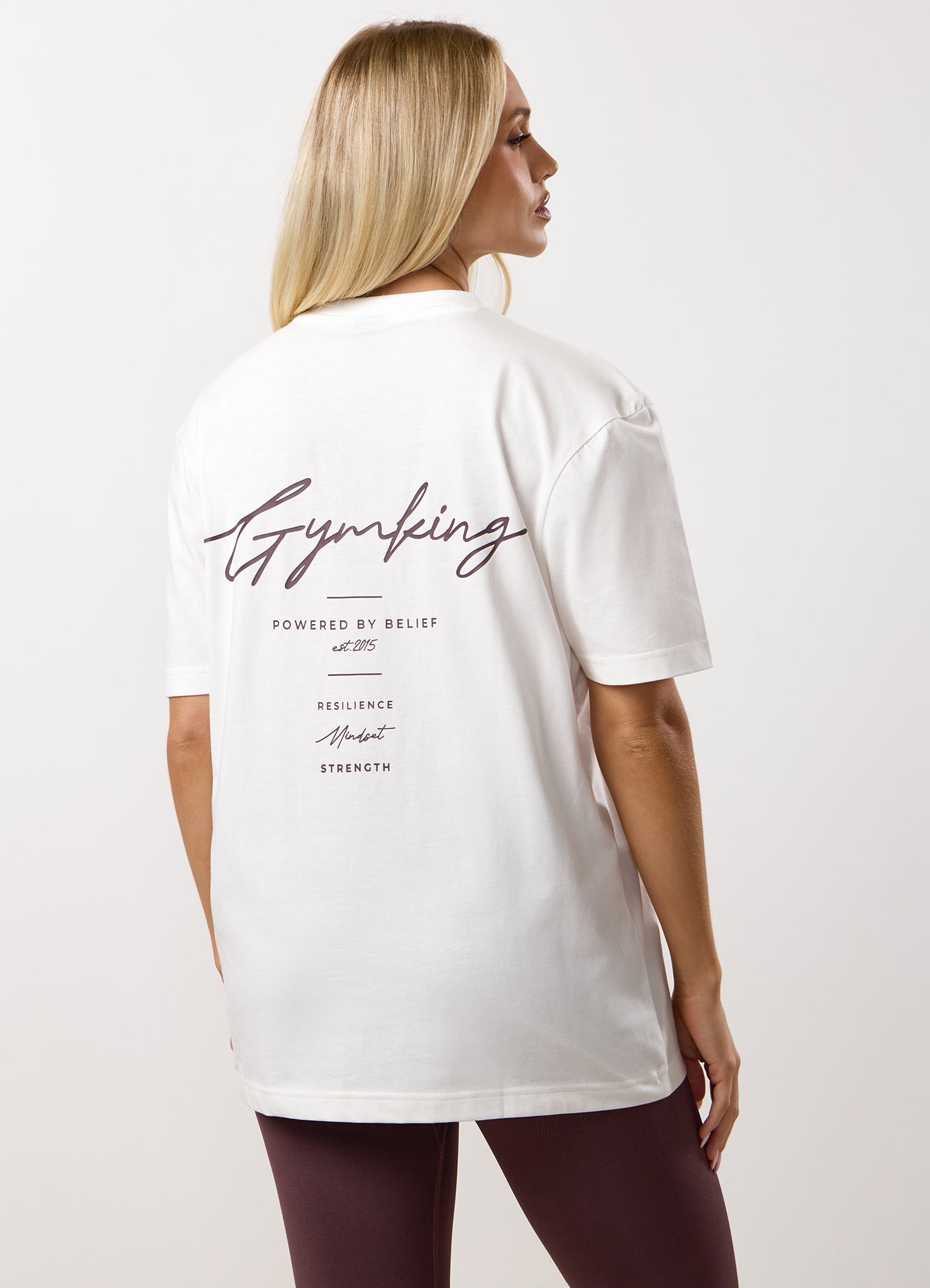 Gym King Reset Boyfriend Tee - Cream/Deep Plum