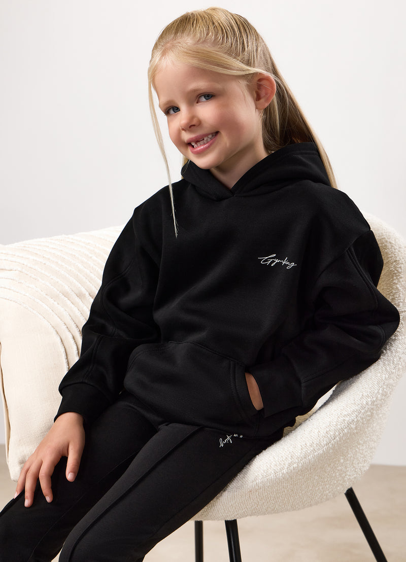 Gym King Kids Reset Fleece Hood - Black/White