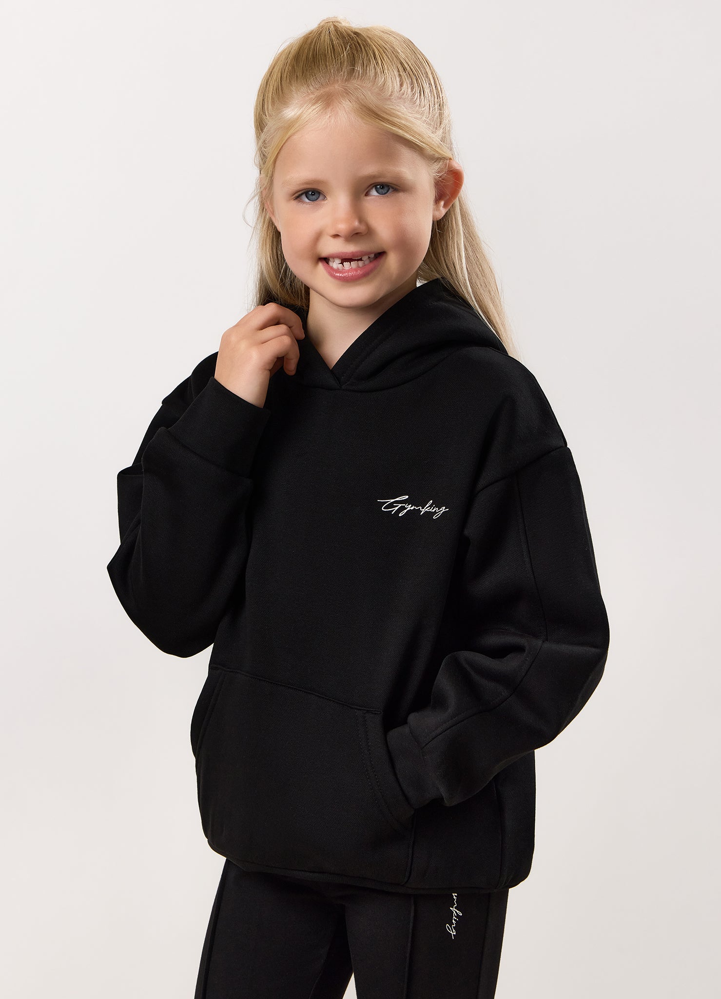 Gym King Kids Reset Fleece Hood - Black/White