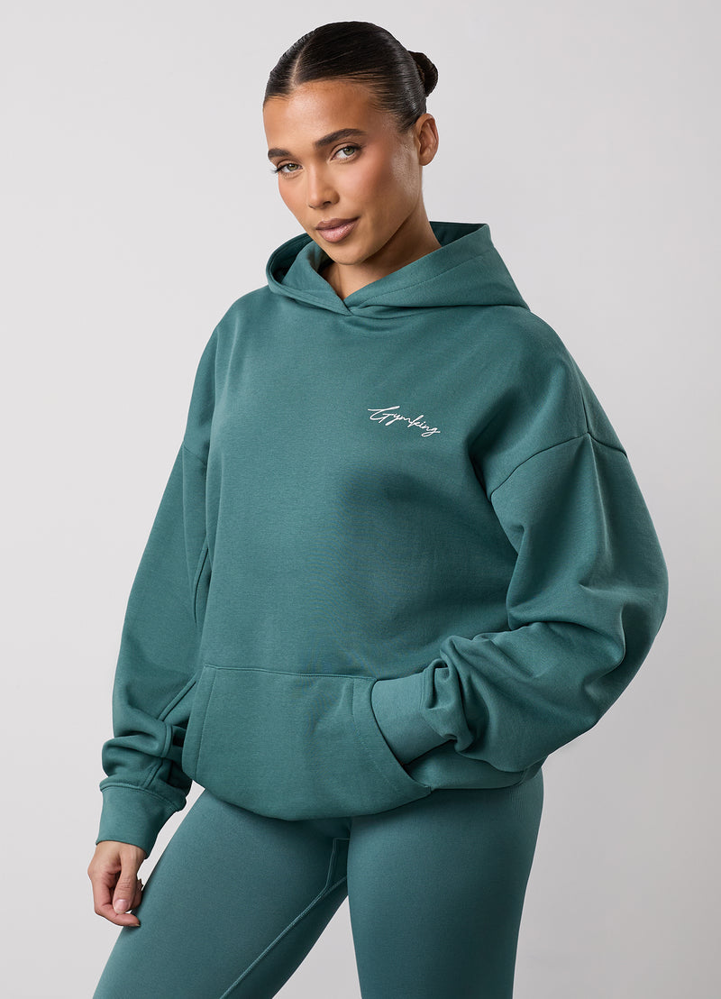 Gym King Reset Rejuvenate Fleece Hood - Dusky Fern