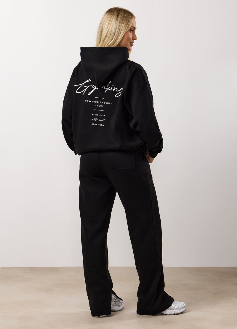 Gym King Reset Oversized Fleece Hood Tracksuit - Black