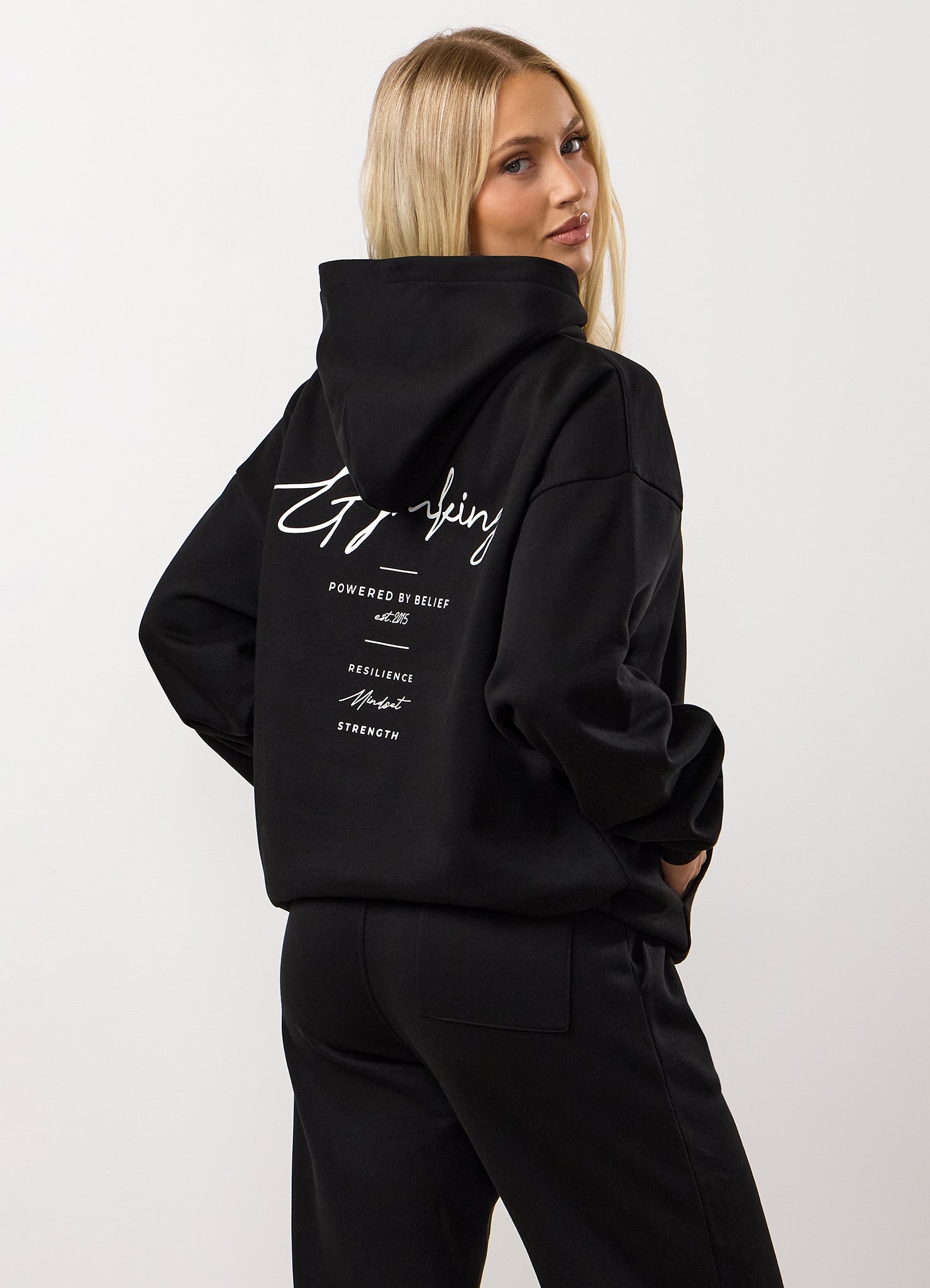 Gym King Reset Oversized Fleece Hood Tracksuit - Black