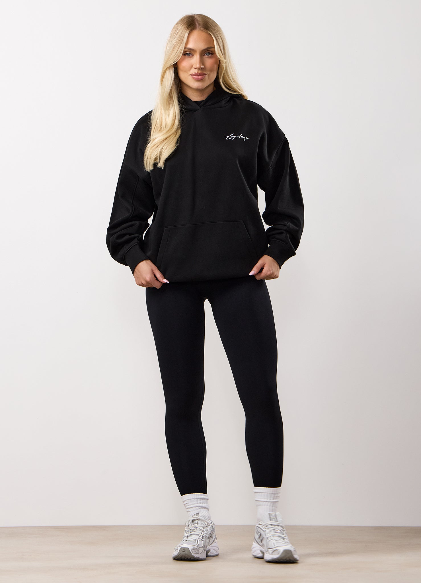 Gym King Reset Oversized Fleece Hood - Black