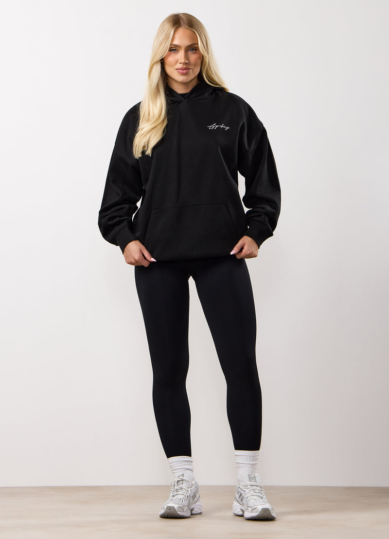 Gym King Reset Oversized Fleece Hood - Black
