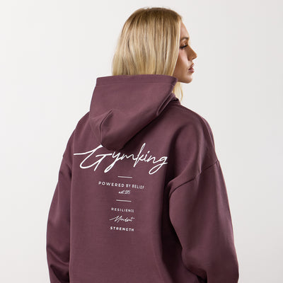 Gym King Reset Oversized Hoodie - Deep Plum