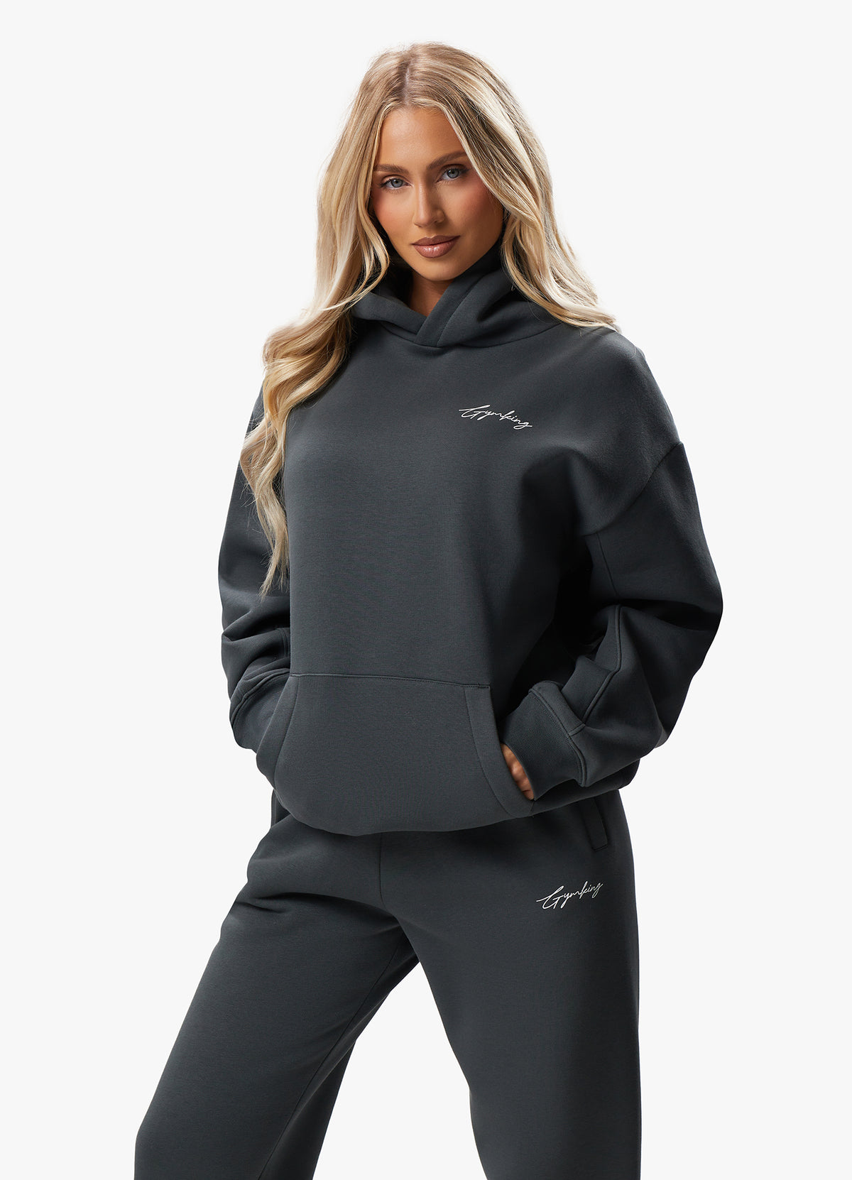 Gym King Reset Oversized Hood - Green Smoke
