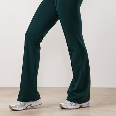 Gym King Reset Cotton Flared Legging - Deep Forest Green