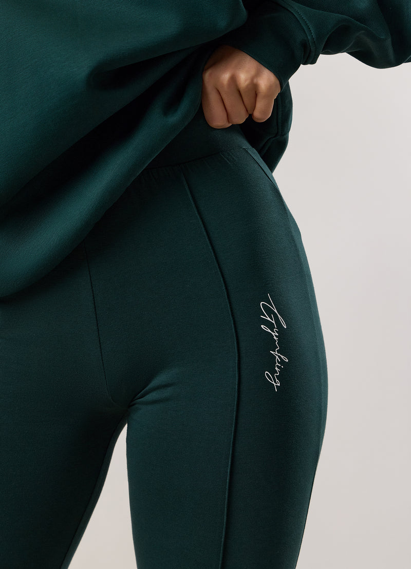 Gym King Reset Cotton Flared Legging - Deep Forest Green