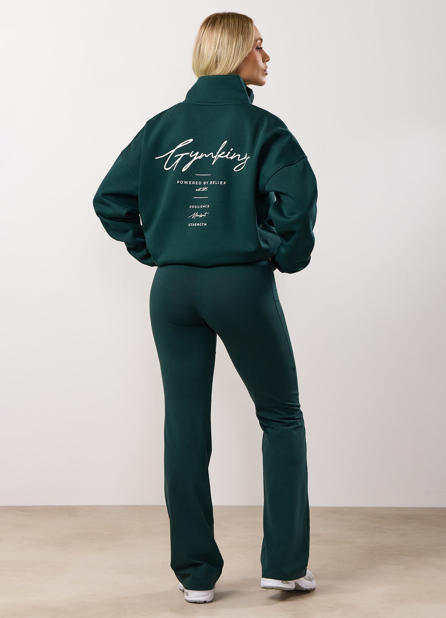 Gym King Reset Cotton Flared Legging - Deep Forest Green