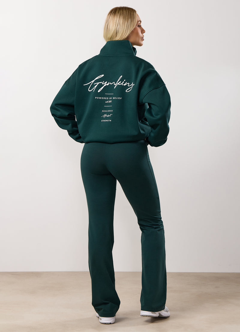 Gym King Reset Cotton Flared Legging - Deep Forest Green