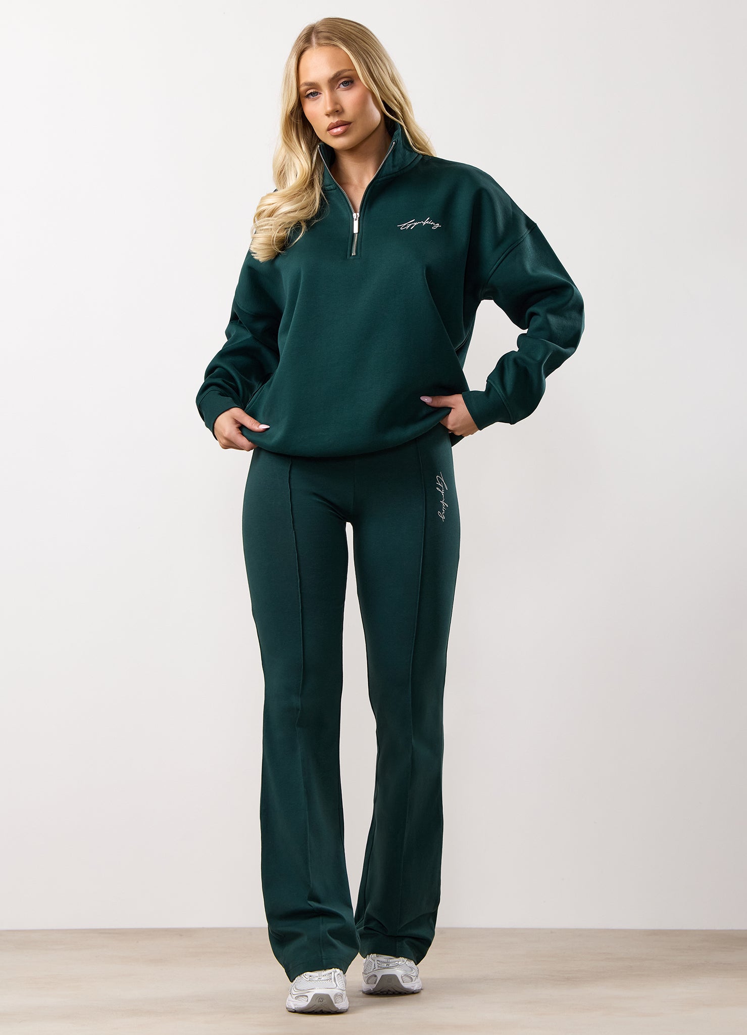 Gym King Reset Cotton Flared Legging - Deep Forest Green