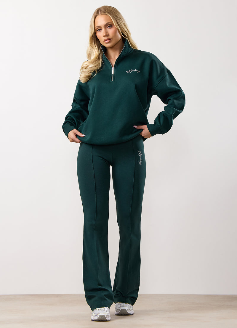 Gym King Reset Cotton Flared Legging - Deep Forest Green